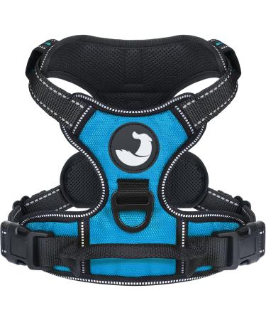 Joytale dog harness medium -sized dogs reflective soft padded dogs scrapes anti -train adjustable breathable breast dishes with safe simple control handle blue m m (1 Pack) blue