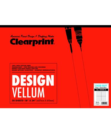 Clearprint Vellum Pad with 8x8 Fade-Out Grid  18x24 Inches  16 LB  60 GSM  1000H 100% Cotton  50 Translucent White Sheets  1 Each (10002422)