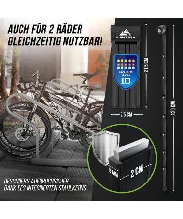 Munatura 120cm Folding Bicycle Lock | High-Security Bike Lock with Bracket | Durable & Portable Lock for Bicycles - Buy Online on SooperMarket.com