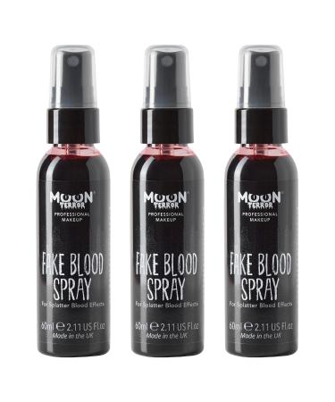 Pro FX Fake Blood Spray by Moon Terror | 60ml x3 | SFX Make up for Halloween Vampire Zombie Theatre | Special Effects Make up