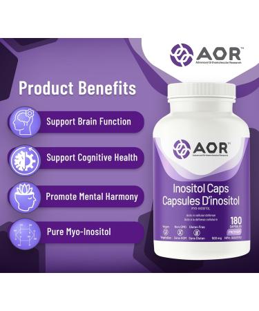 AOR Inositol Caps 500mg 180 Capsules - Myo-Inositol Supplement for Mental Well-Being & Cognitive Support - Promotes Healthy Brain Function & Cell Communication - Supports Women's Hormonal Balance 180 count (Pack of 1) - Buy Online on SooperMarket.com