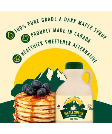100% Pure Canadian Maple Syrup 500ml - Grade A Dark with Caramel Taste - Ideal for Pancakes & Baking - Buy Online on SooperMarket.com