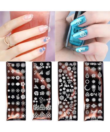 NICENEEDED Flower Nail Art Stamping Kit - 4Pcs Nail Stamp Templates + 1 Stamper & Scraper - DIY Manicure Tool with Dreamcatcher Image Plates - Buy Online on SooperMarket.com