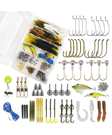 MadBite 181/196/214pcs Terminal Tackle Kits, Fresh and Saltwater, Bass/Panfish/Trout Fishing Tackle Kits, Fishing Gear, Fishing Lures, Fishing Accessory Kit w/Tackle Box, Hooks/Weights/Sinkers & Rigs B: Bass Fishing Kits/187pcs/3600 Tackle Box