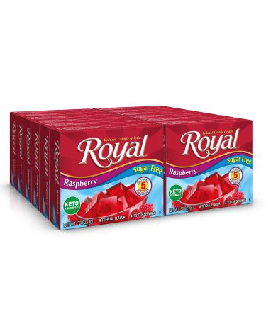 Royal Raspberry Gelatin Dessert Mix, Sugar Free and Carb Free (12 - .32oz Boxes)