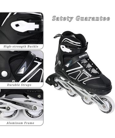 KIKSTYO Adjustable Inline Skates | Full Light Up Wheels | X-Large Size | Black Roller Skates for Kids, Adults, Women, and Boys - Buy Online on SooperMarket.com