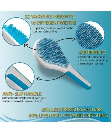 Michel Mercier Spa Brush - Detangling Hair Brush for Wet or Dry Hair - Shower Detangler for Women & Men - Thick Hair - Blue - Buy Online on SooperMarket.com