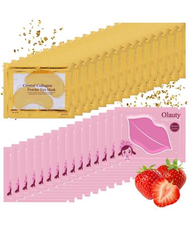 30 Pieces Lip Masks & Under Eye Masks 24K Gold Gel Crystal Collagen Eye Patches Moisturizing Girl Lip Masks Skincare Reducing Fine Lines & Dark Circle for Puffy Eyes Birthday Gifts for Women