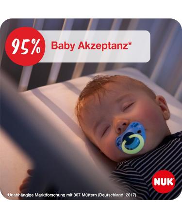 Nuk Signature Day & Night Baby Pacifier Set | BPA-Free Silicone Heart Shape 4 Pieces | Calms 95% of Babies | Glow-in-the-Dark Stars | Ages 18-36 Months - Buy Online on SooperMarket.com