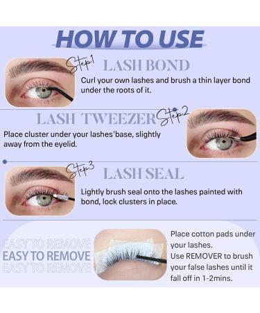 DIY Lash Extension Kit: Fluffy 60D+80D Cluster Lashes with Bond & Seal Glue - TOOCHUNAG Wispy Individual Eyelashes Cluster Kit - Buy Online on SooperMarket.com