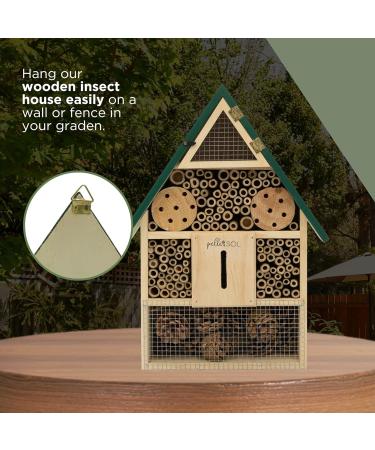 Pelle & Sol Eco-Friendly Bee House | Weather Resistant Hanging Bug Hotel for Bees, Butterflies & Insects | Bamboo Nesting Habitat for Kids | Garden Decor & Nature Gifts - Buy Online on SooperMarket.com
