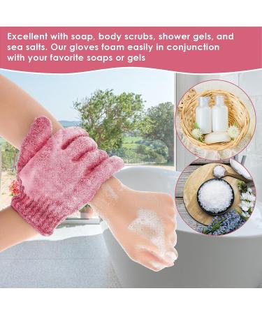 Sibba Exfoliating Gloves for Shower - Natural Loofah Bathing Gloves for Body and Face - Dead Skin Remover - Double Sided Microfibre - Adults and Kids (Red) - Buy Online on SooperMarket.com