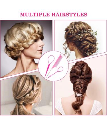 Sularpek 3pcs Topsy Tail Hair Tool Set - Pink Looping Hair Styling Kit with Comb - Ideal for French Braids & Creative Hairstyles - Buy Online on SooperMarket.com
