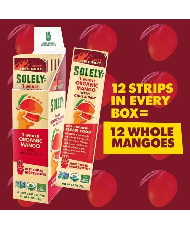 SOLELY Organic Mango Chili Salt Fruit Jerky 12 Strips | Vegan Non-GMO Gluten-Free - Buy Online on SooperMarket.com