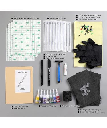 HAWINK Hand Tattoo Poke Stick Kit with 7 Ink and 20 Needles - DIY Tattoo Tool Set | GK-HW801TN01-1 - Buy Online on SooperMarket.com