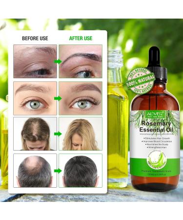 Organic Rosemary Oil for Hair Growth | 4.04 Fl Oz with Scalp Massager | Pure Essential Oil for Eyelashes Eyebrows & Skin Care - Buy Online on SooperMarket.com