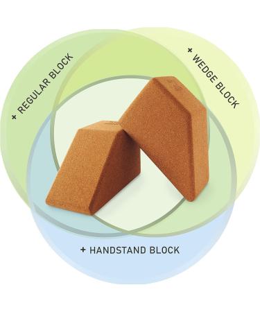 Multifunctional Cork Yoga Blocks 2 Pack - Trapezoid Set for Regular, Handstand, Wrist Support & Calf Stretch - Firm Exercise Accessories - Buy Online on SooperMarket.com