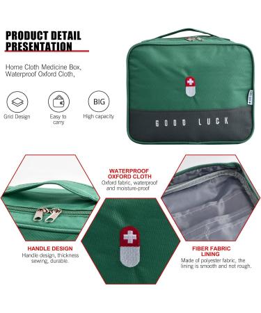 Large Capacity Waterproof Medicine Bag - Portable First Aid & Emergency Travel Pharmacy Bag (Green) - Ideal for Home Office & Travel - Buy Online on SooperMarket.com