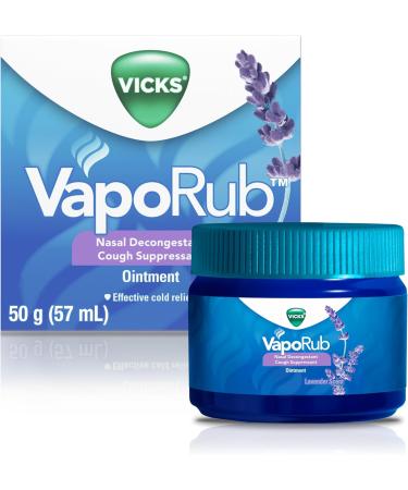 Vicks VapoRub Nasal Decongestant Cough Suppressant Relief from Cold Aches & Pains Chest Rub Ointment Lavender scent 50 g/57 mL 57 ml (Pack of 1) Lavender - Buy Online on SooperMarket.com