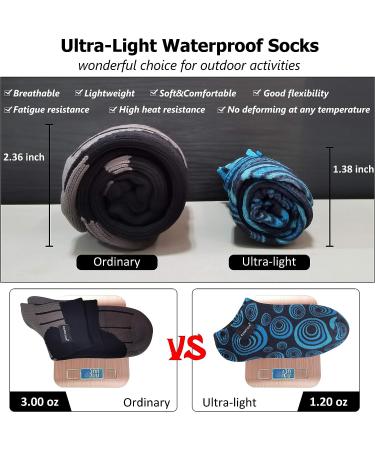 Randy Sun Waterproof Unisex Hiking/Trekking/Ski Socks - 4 Pairs (Medium) Sky & Black - SGS Certified, Breathable, Ultra-Thin - Buy Online on SooperMarket.com