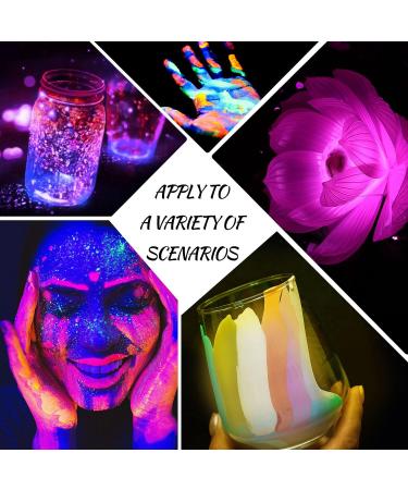 Glow in The Dark Pigment Powder Set - 15 Jars, 12 Color Glow Pigment, 3 Color Luminous Flake with UV Lamp - Epoxy Resin Luminous Powder for Slime, Skin & Nails - Long Lasting Self Glowing Dye for DIY Crafts - Buy Online on SooperMarket.com