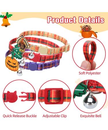 TAILGOO Breakaway Cat Collars with Bell - 3 Pack for Kittens, Puppies, and Tiny Pets - Thanksgiving, Christmas, Pumpkin Design - Buy Online on SooperMarket.com