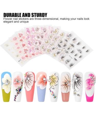 5D Nail Art Stickers Self Adhesive Nail Stickers Nail Decoration Fashion Accessories Embossed Flowers Self Adhesive Nail Decoration for Manicure Nail Art Supplies - Buy Online on SooperMarket.com