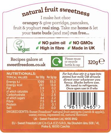 Sweet Freedom Shot Orange Hot Chocolate Spice Liquid 320g - Deliciously Rich Orange Spice Flavor - Buy Online on SooperMarket.com
