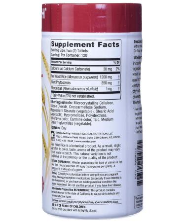 Weider Red Yeast Rice Plus 240 Tablets - Natural Cholesterol Support - Buy Online on SooperMarket.com