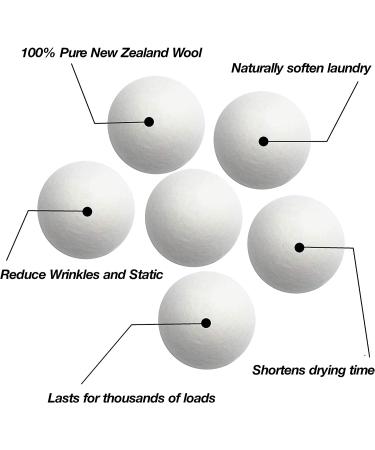 Wool Dryer Balls Organic XL 6-Pack by Ecoigy - Natural Fabric Softener for Laundry - New Zealand Wool - Reduce Dry Time & Energy Costs - Buy Online on SooperMarket.com