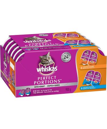 WHISKAS Perfect Portions Wet Cat Food Cuts in Gravy Chicken & Salmon (12 Pack) + WHISKAS Perfect Portions Meaty Selections Adult Wet Cat Food Pat (12x75g) Cat Food + Wet Cat Food Chicken & Salmon 75 g (Pack of 12) - Buy Online on SooperMarket.com