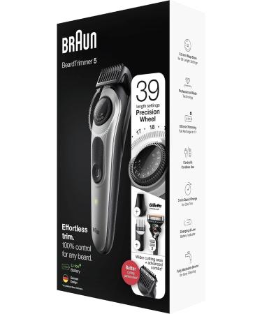 Braun Beard Trimmer Series 5 & Hair Clippers with Gillette Fusion5 ProGlide Razor 39 Length Settings UK 2 Pin Plug BT5260 Black/Silver - Buy Online on SooperMarket.com