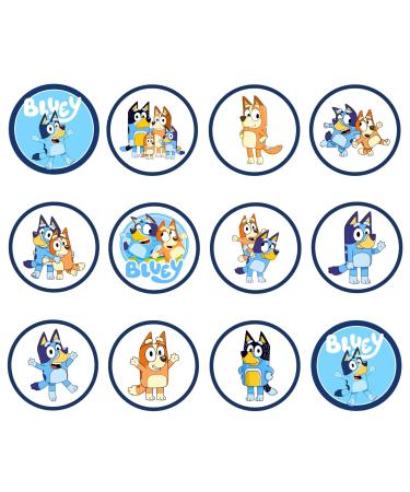 Blue Dog Cupcake Toppers (PRECUT Optional) #2 Edible Blue y Cake Topper Bluey Birthday Decorations Blue Family Edible Cake Topper Puppy Cake Decorations Blue y Party Decorations (PRECUT 12) 12 PRECUT