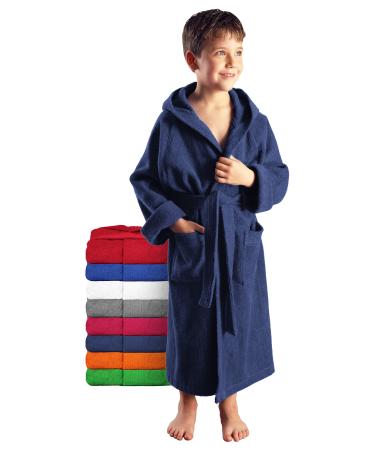 Arus children's bathrobe with hood for boys and girls 100% cotton terrye (380 g/m ) long eco-tex certified large color selection 128 marine