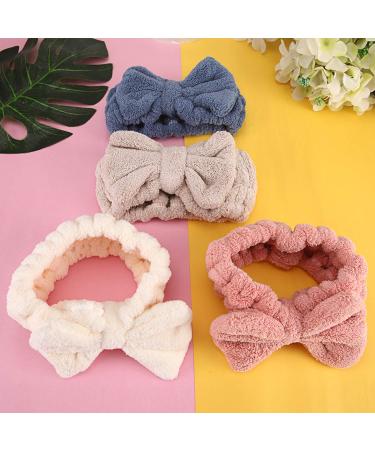 Senkary 4 Pack Bow Makeup Headbands - Microfiber Spa Towel Headband Set for Washing Face - Buy Online on SooperMarket.com