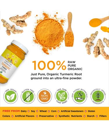 Organic Veda Turmeric Powder - 100% Pure USDA Certified Ultra-Fine Root Powder with Natural Curcumin - Premium Harvest from India - Ideal for Cooking, Milk, Smoothies (16 oz) - Buy Online on SooperMarket.com