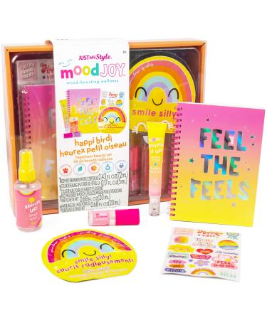 Just My Style MoodJoy Happi Birdi Happiness Beauty Set by Horizon Group USA, Mood-Boosting Wellness Kit, Self-Care Kit, Mindfulness Journal, Facial Sheet Mask, Body Mist Spray, Clean Beauty Products