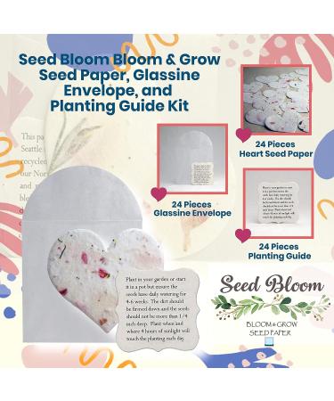 Seed Bloom 24-Piece Handmade Wildflower Seed Paper Gift Set | Recycled Seeded Paper Tags & Cards | Stationery & Gift Wrap Supplies with Hearts Envelope & Planting Guide - Buy Online on SooperMarket.com
