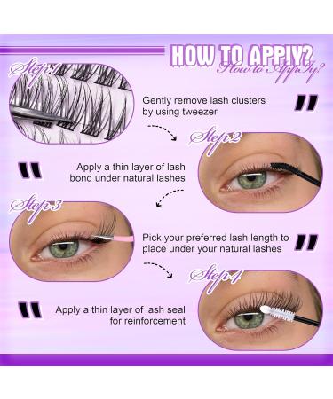 PHKERATA Wispy Cluster Lashes Kit - 252Pcs C Curl Eyelash Clusters for Cat Eye Look | Natural Lash Extension Kit with Lash Bond and Seal | 7-15MM Individual Clusters - Buy Online on SooperMarket.com