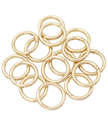 JWBIZ 15pcs Trigger Spring O Rings Round Carabiner Clip Snap for Keyrings Buckle, Bags,Purses (Gold, 1 inch) Gold 1 inch