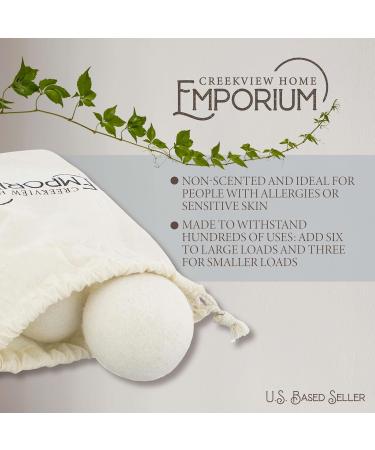 Wool Dryer Balls - 2.8in Natural & Fragrance-Free - Reusable 6pk for Sensitive Skin | Eco-Friendly Laundry Solution - Buy Online on SooperMarket.com