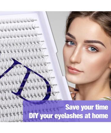 300PCS Cluster Lashes Extension DD Curl 10D 0.07mm 8-16mm | Wide Stem Individual Eyelashes Clusters | DIY Eyelashes Extensions Kit | RR-8-16mm Cluster Lashes-10D-0.07-DD - Buy Online on SooperMarket.com