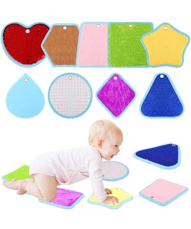 9 PCS Sensory Mats Mini Assorted Textured Play Mat Texture Sensory Floor Tiles Rooms Wall Panel Tactile Sensory Toys Educational Exercise Sensory Mats for Tactile Play