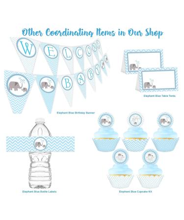 Little Elephant Blue Bottle Wraps - Set of 20 | Baby Shower Water Bottle Labels | Made in the USA - Buy Online on SooperMarket.com