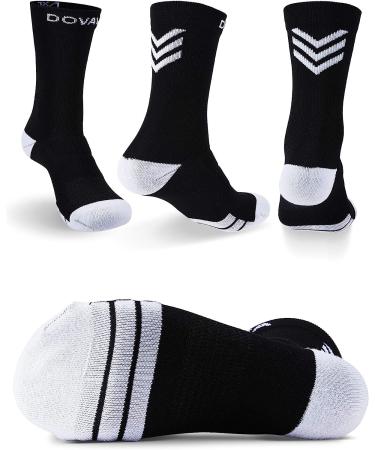 Dovava Dri-Tech Compression Crew Socks - 4 Pairs - Anti-Blister, Comfort Fit - Large-X-Large - Black - Buy Online on SooperMarket.com