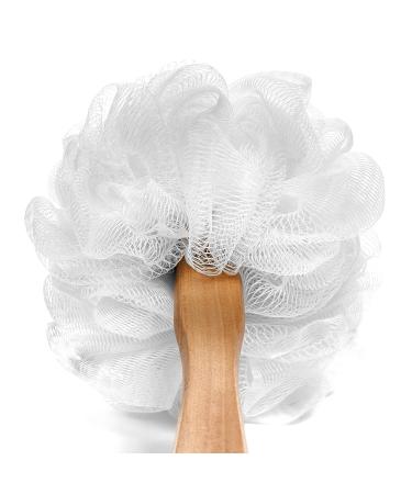 Long Handled Shower Loofah on a Stick Body & Back Scrubber - Bath Sponge Brush with Wood Handle for Men & Women - Easy Reach Lotion Applicator - 1 Count - Buy Online on SooperMarket.com
