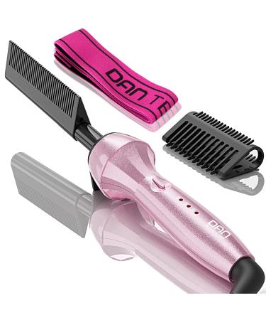 Dan Technology 500  High Heat hot Comb Hair Straightener Dual Voltage Pink hot Comb Adjustable Temperature hot Comb Electric for Wigs Professional Pressing Comb for African American Hair Pink-straight