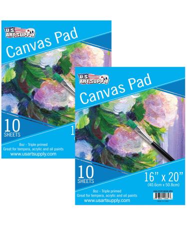 U.S. Art Supply 12 x 16 10-Sheet 8-Ounce Triple Primed Acid-Free Canvas Paper Pad (Pack of 2 Pads) 12-x-16-inch Inches