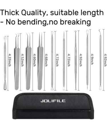 Blackhead Remover Tool JOLIFILE Upgraded 9 Pcs Pimple Popper Tool Kit Extractor Tools with Tweezers Removal Comedone Whitehead Set Large Size-Silver - Buy Online on SooperMarket.com