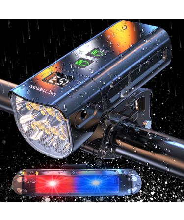 Victagen Bike Light 6 LED Bike Light 5000 Lumens Newest Super Bright Bike Lights for Night Riding, Waterproof Rechargeable Front Bike Headlight, High & Low Beam Design, Rechargeable Bike Taillights 5000lumen bike light